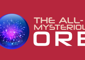 A red background with the words " the alien mystery orb ".